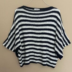 Anthropology Dolman White and Navy Striped Sweater | Size M/L